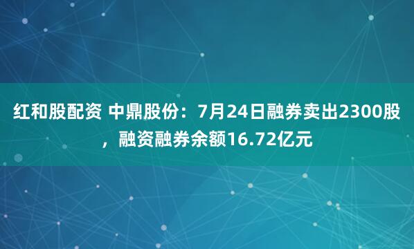 红和股配资 中鼎股份：7月24日融券卖出2300股，融资融券余额16.72亿元